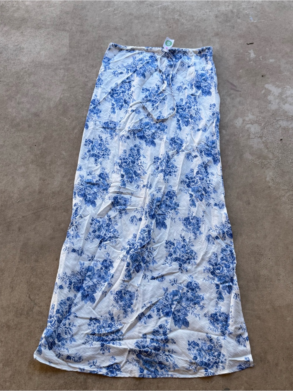 Musette Blue Floral Drawstring Maxi Skirt
